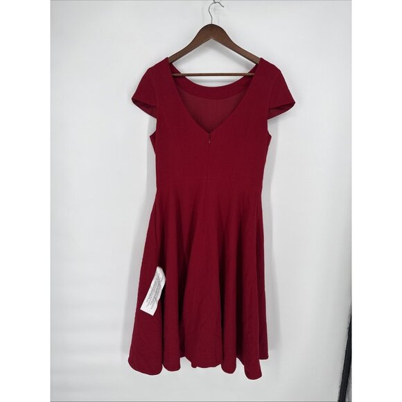 New Dress The Population Size Large Red Livia Midi Cocktail Dress Fit & Flare - Picture 6 of 10